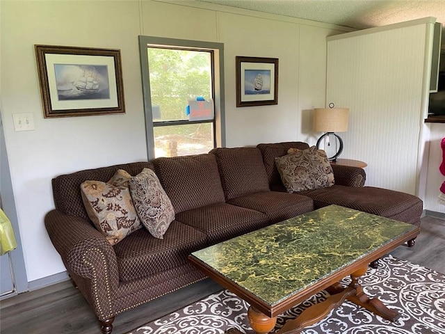 living area featuring dark wood finished floors