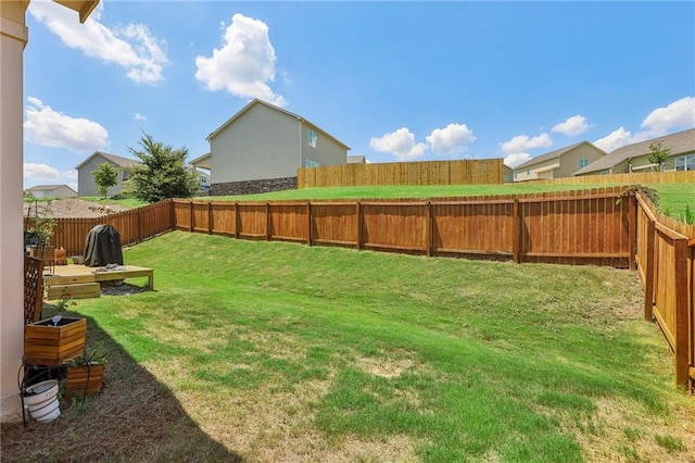 view of yard featuring a fenced backyard