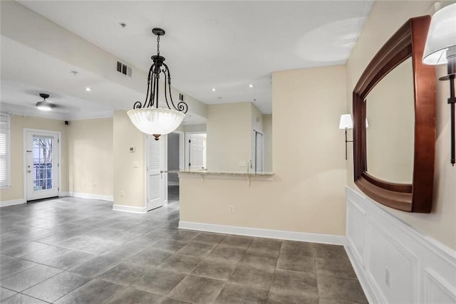 interior space with visible vents, recessed lighting, and baseboards