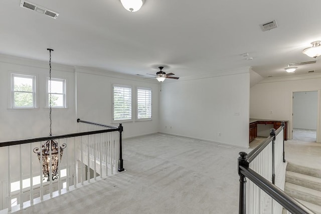 7405 Brookstone Way, Flowery Branch, GA 30542 - spare room featuring ornamental molding, light carpet, and a ceiling fan