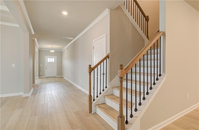 251 Arnewood Cir, Mcdonough, GA 30253 - foyer featuring ornamental molding, wood finished floors, and stairway