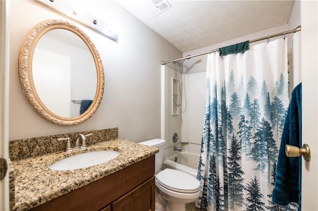 1406 Springleaf Cir SE, Smyrna, GA 30080 - full bath featuring vanity, a textured ceiling, toilet, and shower / bath combo