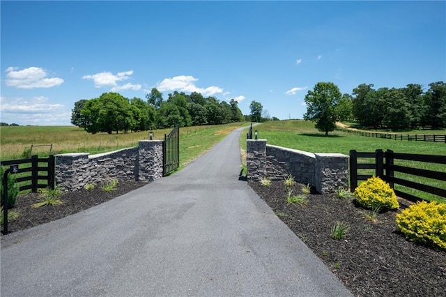 view of street with a rural view