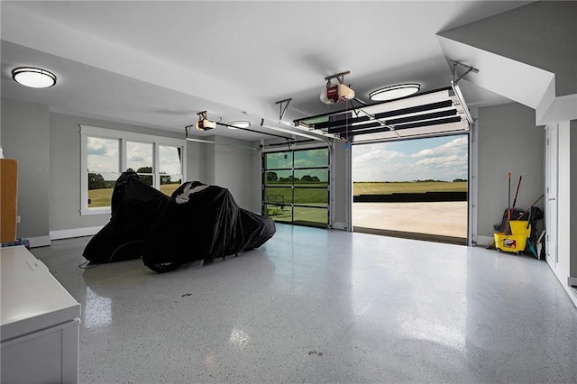 garage with a garage door opener