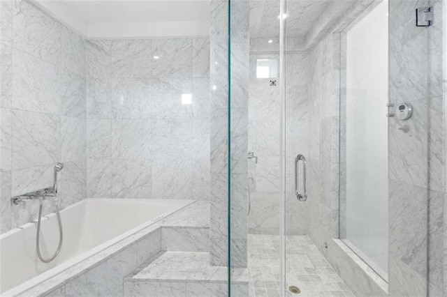 660 Glen Iris Drive # 206 & 109, Atlanta, GA 30308 - bathroom with a garden tub and a marble finish shower