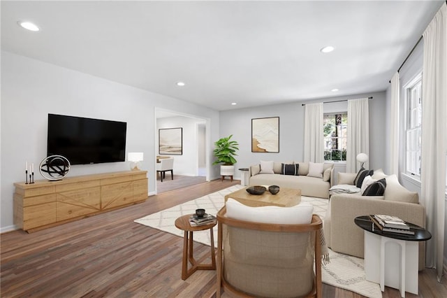 living room featuring hardwood / wood-style flooring