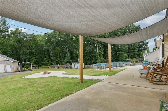219 Summit Chase Dr, Jefferson, GA 30549 - view of patio with an outdoor fire pit and an outdoor pool