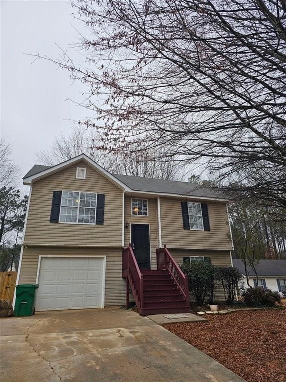 bi-level home with a garage