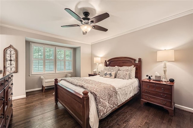 2917 Townley Cir, Atlanta, GA 30340 - bedroom with wood finished floors, baseboards, crown molding, and ceiling fan