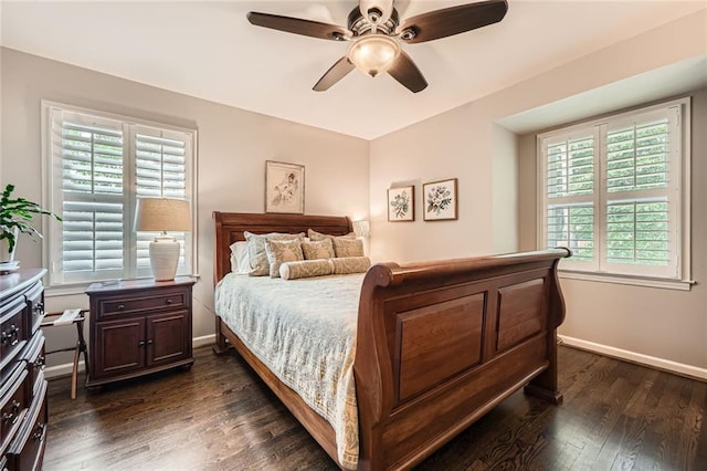 2917 Townley Cir, Atlanta, GA 30340 - bedroom with dark wood-style floors, baseboards, and a ceiling fan