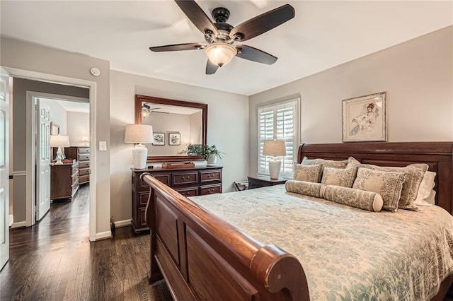 2917 Townley Cir, Atlanta, GA 30340 - bedroom featuring dark wood-type flooring, baseboards, and a ceiling fan