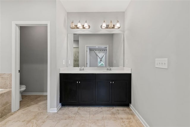 1954 Summit Trace Cir NW, Atlanta, GA 30318 - full bathroom featuring double vanity, tiled tub, and tile patterned flooring