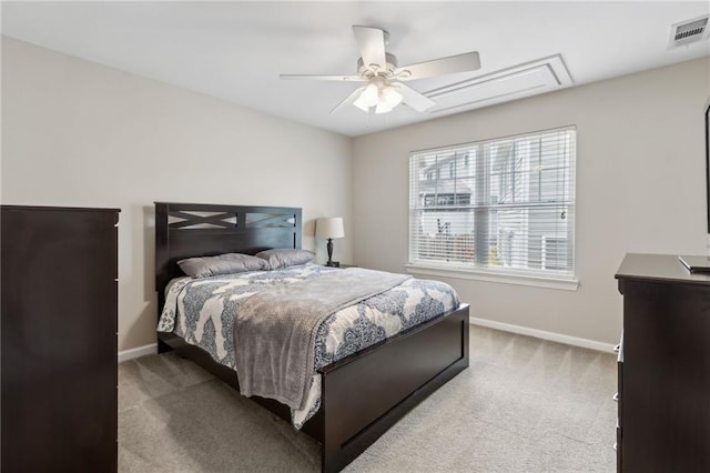 7927 Keepsake Ln, Flowery Branch, GA 30542 - bedroom featuring carpet flooring, attic access, and a ceiling fan