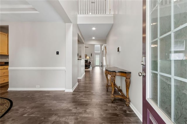 7927 Keepsake Ln, Flowery Branch, GA 30542 - foyer with dark wood finished floors and baseboards