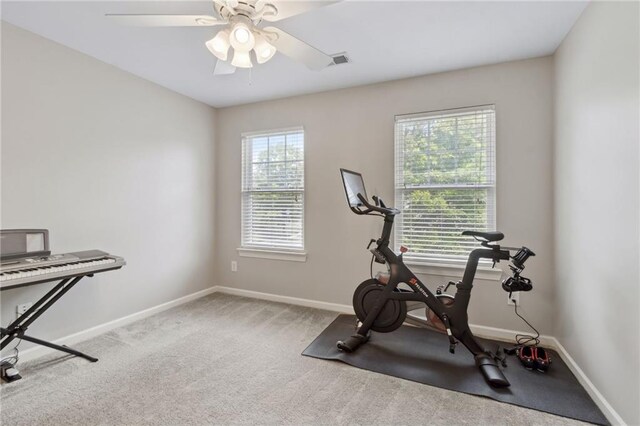 7927 Keepsake Ln, Flowery Branch, GA 30542 - unfurnished office featuring a ceiling fan and carpet floors