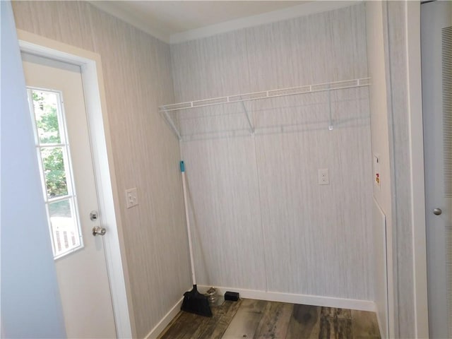 129 Lost Pl, Dahlonega, GA 30533 - laundry area with dark wood-style floors and baseboards