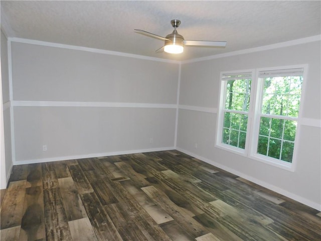 129 Lost Pl, Dahlonega, GA 30533 - unfurnished room featuring a ceiling fan, dark wood-type flooring, baseboards, and ornamental molding