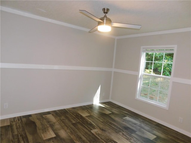 129 Lost Pl, Dahlonega, GA 30533 - unfurnished room with dark wood-style flooring, baseboards, a ceiling fan, and ornamental molding