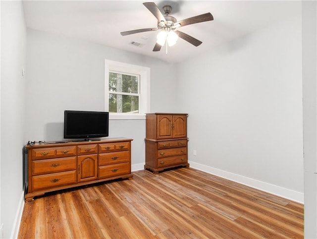 1033 Lanier Ave, Gainesville, GA 30501 - interior space featuring baseboards, a ceiling fan, visible vents, and light wood-style floors