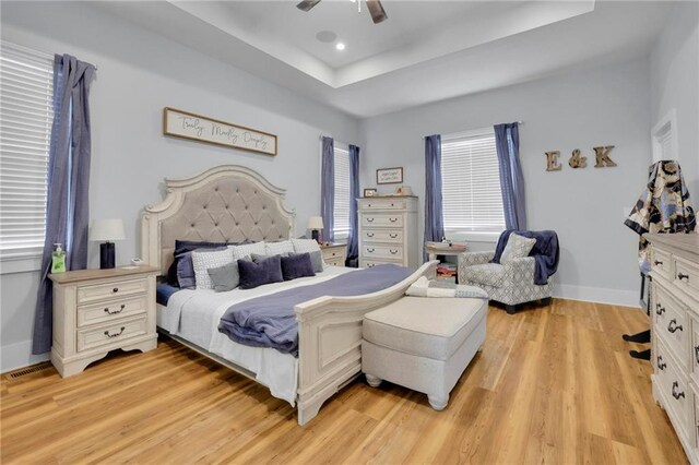 1033 Lanier Ave, Gainesville, GA 30501 - bedroom featuring visible vents, baseboards, ceiling fan, light wood-type flooring, and recessed lighting