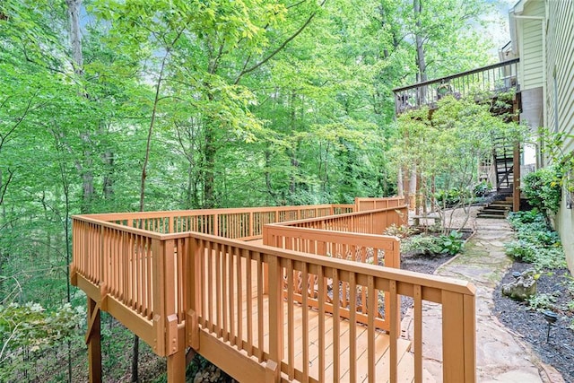 5020 Huntshire Ln SW, Lilburn, GA 30047 - wooden terrace featuring stairway