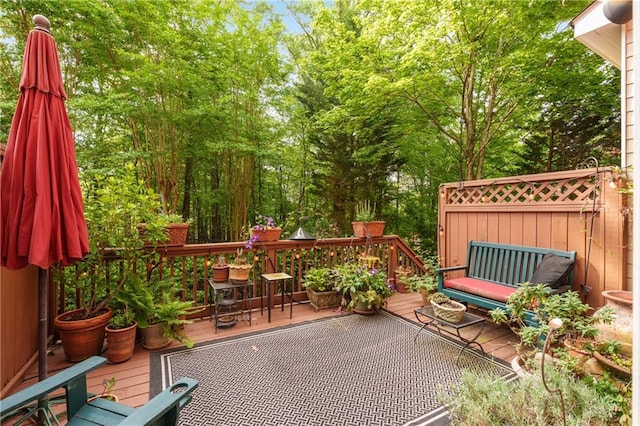 view of patio featuring a deck