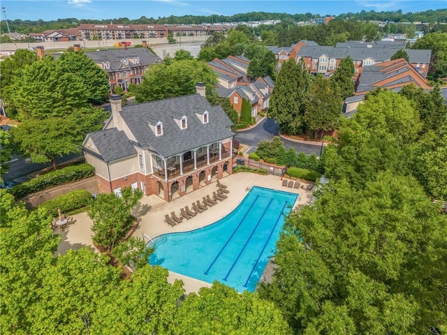 aerial view with a residential view