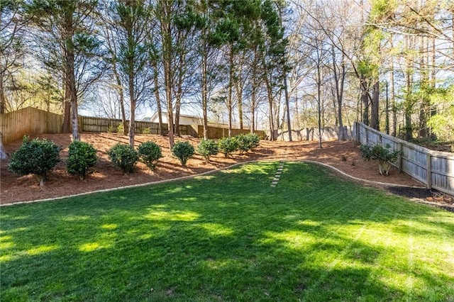 view of yard featuring a fenced backyard