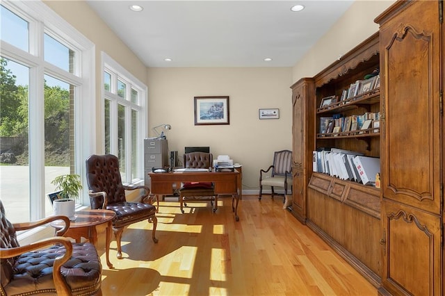 office with light hardwood / wood-style flooring