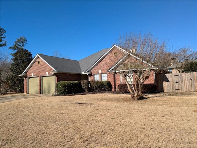 single story home with a garage