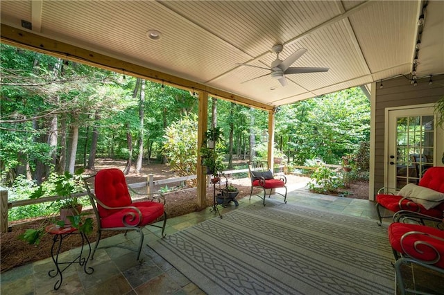 1558 Amberwood Creek Dr NW, Kennesaw, GA 30152 - wooden terrace with a ceiling fan and a patio
