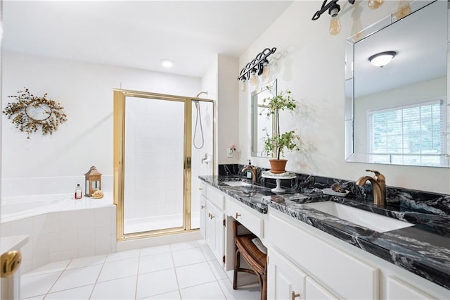 1558 Amberwood Creek Dr NW, Kennesaw, GA 30152 - full bath featuring double vanity, a bath, a stall shower, and tile patterned flooring