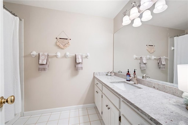 1558 Amberwood Creek Dr NW, Kennesaw, GA 30152 - bathroom featuring vanity, a chandelier, and tile patterned floors