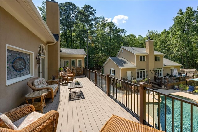 deck featuring an outdoor living space