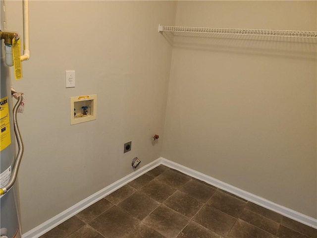 laundry area featuring electric dryer hookup, baseboards, washer hookup, and laundry area