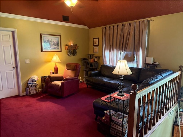 135 Woodcrest Dr, Covington, GA 30016 - carpeted living area featuring vaulted ceiling