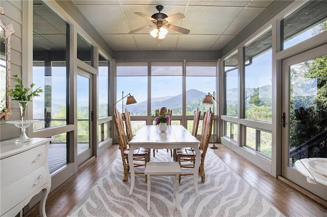 295 Goble Gap Ln, Clayton, GA 30525 - sunroom / solarium with hardwood / wood-style floors and a mountain view