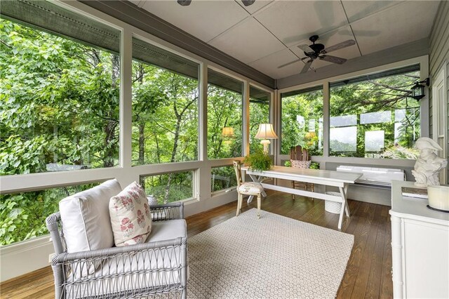 295 Goble Gap Ln, Clayton, GA 30525 - sunroom / solarium with a ceiling fan, an outdoor hangout area, and outdoor dining space