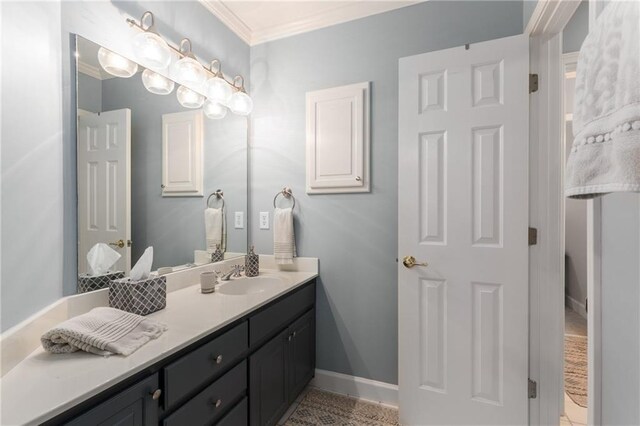 4789 Crest Park Ln, Marietta, GA 30068 - bathroom with vanity and ornamental molding