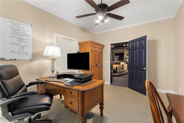 4789 Crest Park Ln, Marietta, GA 30068 - carpeted office space featuring a ceiling fan and ornamental molding