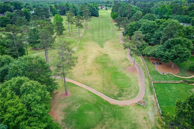 drone / aerial view featuring view of golf course