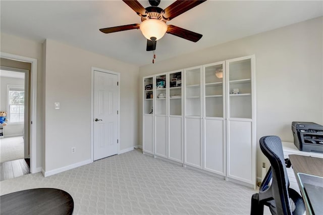 189 Azalea Chase Dr, Suwanee, GA 30024 - office area with ceiling fan and light carpet