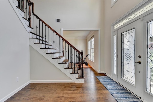 189 Azalea Chase Dr, Suwanee, GA 30024 - entrance foyer featuring a high ceiling, wood finished floors, and stairway
