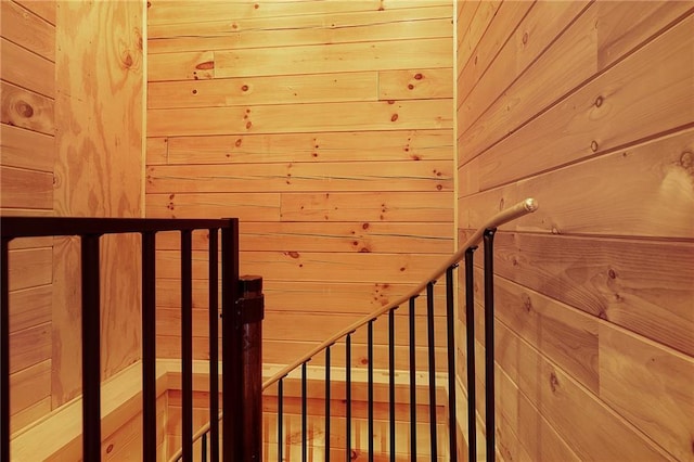 interior space with wooden walls