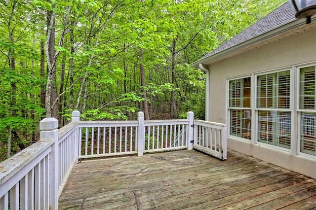 521 Crabapple Rd, Clarkesville, GA 30523 - wooden deck with a wooded view