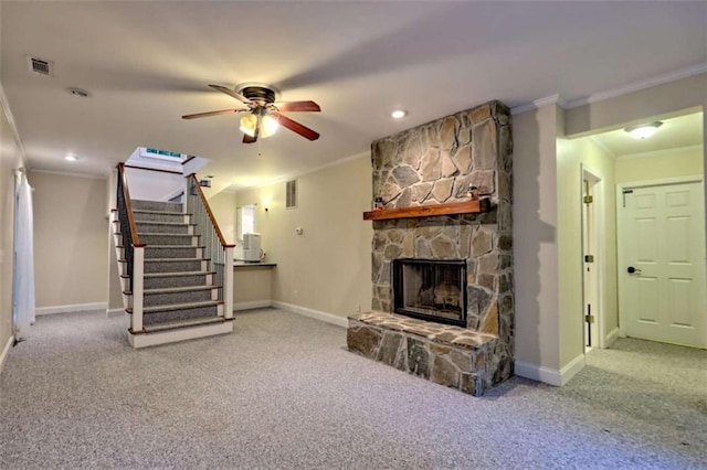 521 Crabapple Rd, Clarkesville, GA 30523 - living area with crown molding, carpet, baseboards, and recessed lighting