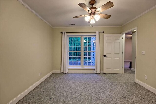 521 Crabapple Rd, Clarkesville, GA 30523 - carpeted empty room featuring crown molding, a ceiling fan, and baseboards