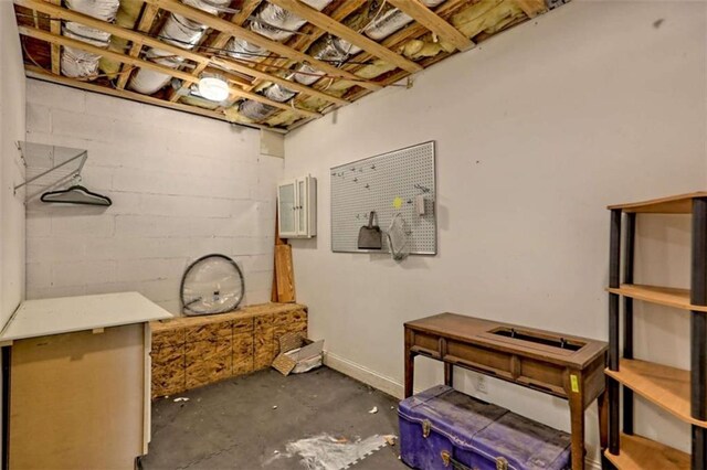 521 Crabapple Rd, Clarkesville, GA 30523 - unfinished below grade area with concrete block wall and a workshop area