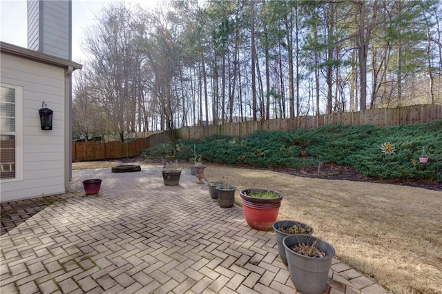 view of patio with a fenced backyard