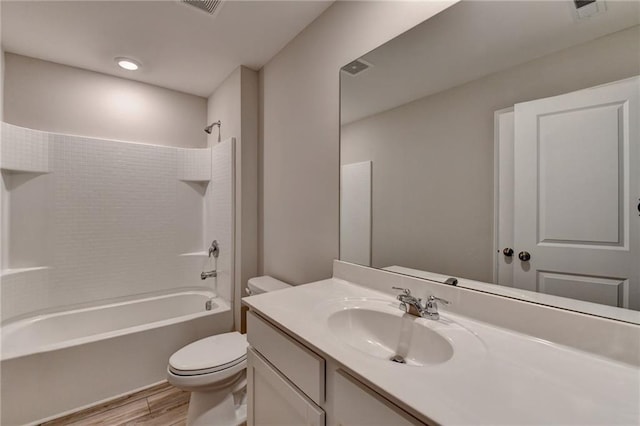 333 Golden Eagle Pkwy, Braselton, GA 30517 - full bathroom with wood finished floors, toilet, shower / bathtub combination, and vanity